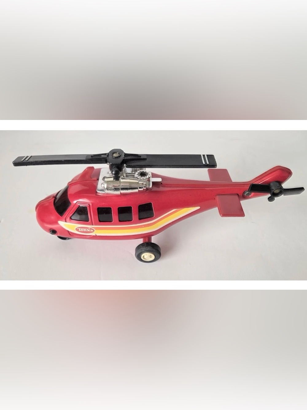 Tonka Helicopter Original Vintage 1978 Steel-Plastic Made in Japan 8" Red